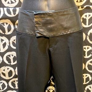 ALVIN VALLEY LEATHER WAISTBAND/TRIM BLACK DRESS PANTS SZ 31 W/38